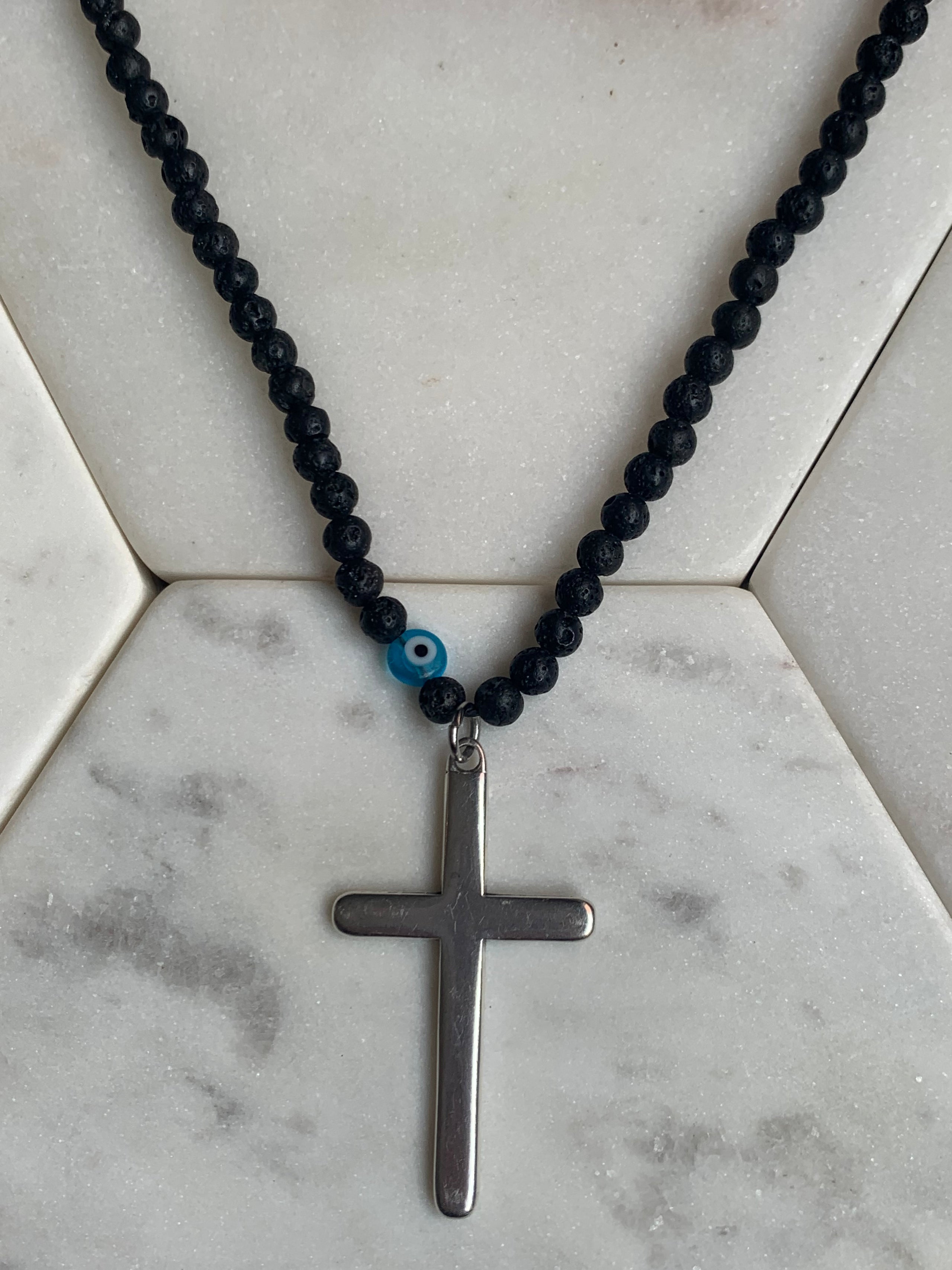 Mens black shop onyx cross necklace